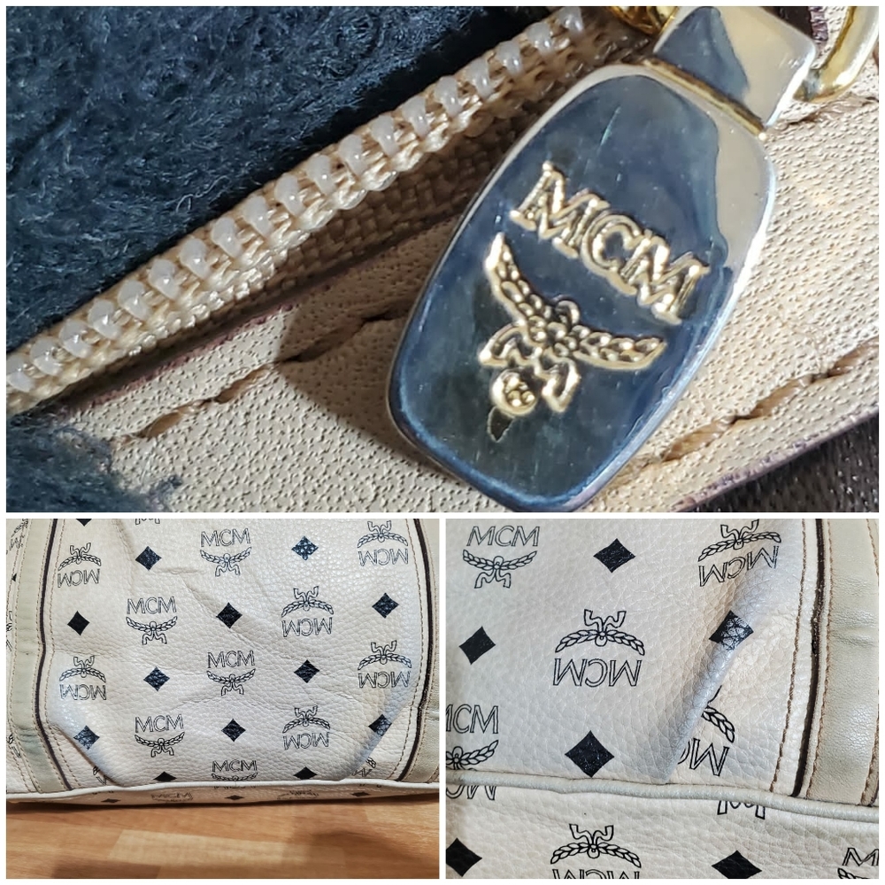 MCMVisetos Boston Satchel Beige Handbag - Picture 10 of 12